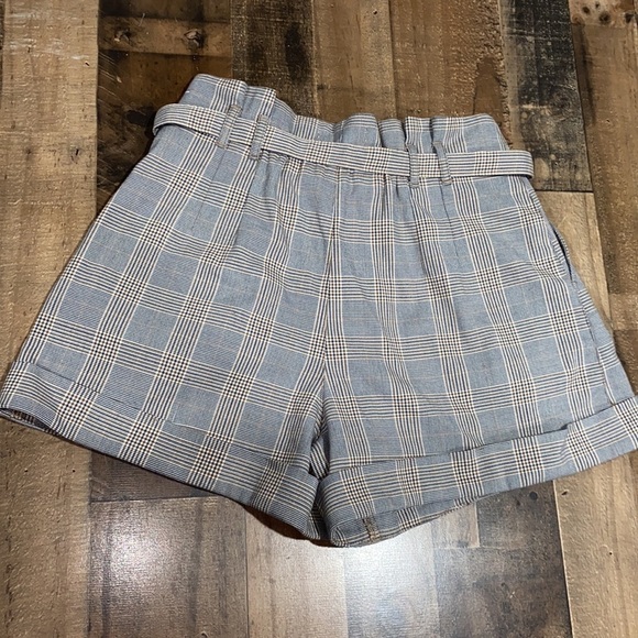 Abercrombie plaid shorts large belted cuffed high waisted - Picture 5 of 6